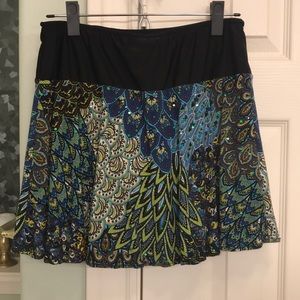 Peacock running skort